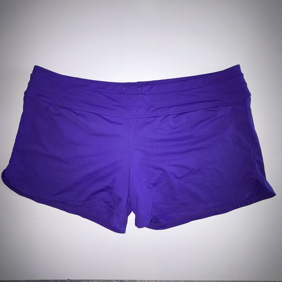 Athleta Kata Purple Swim Shorts Swimsuit Bottom Size Large Back Pockets - Picture 1 of 10